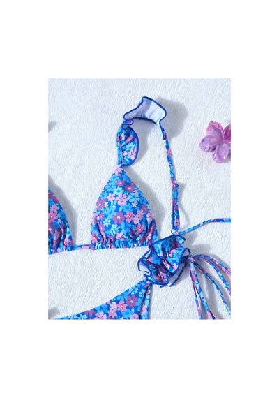 Lilly Fleur D Azur Çiçek Desenli Bikini Takımı Mavi Mavi