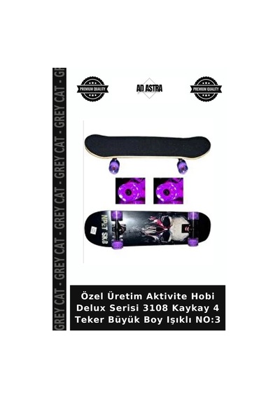 Özel Üretim Aktivite Hobi Delux Serisi 3108 Kaykay 4 Teker Büyük Boy Işıklı No:3