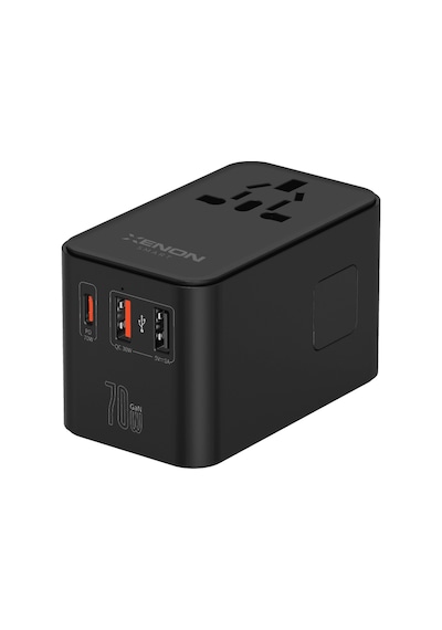 Xenon Smart Priz Dönüştürücü 70w Gan Hızlı Şarj, 200+ Ülke, Dahili Usb-c Kablo, Usb-c, 2x Usb-a X6411