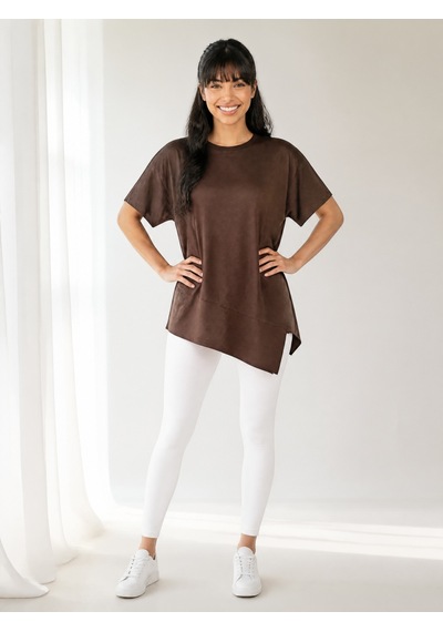 Nealirsanall.com Kadın Penye Oversize Tunik - Asimetrik Kesim Salaş Tişört Siyah