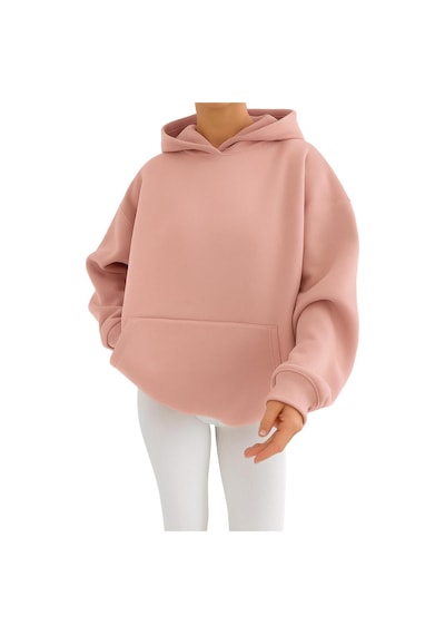 Benroma 3 İplik Penye Ünisex Kapüşonlu Sweat Pembe