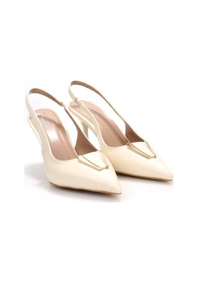 Pisagor Ps-32130 7 Cm Topuklu Kadın Stiletto Abiye Ayakkabı Krem