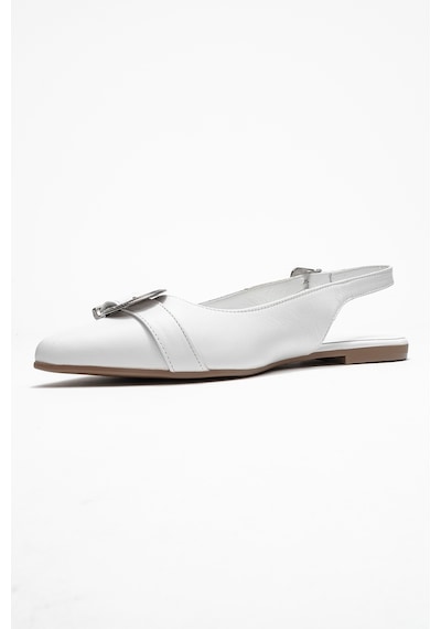 Luvishoes Luvi Shoes Dorothy Beyaz Hakiki Deri Tokalı Sivri Burunlu Kadın Sandalet Beyaz