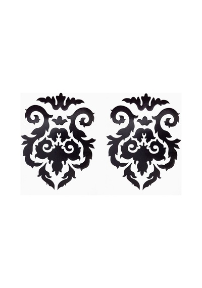 Duvar Süsü Sticker 2 Adet Siyah Çiçekli Şeffaf Filmli Pvc 48x33