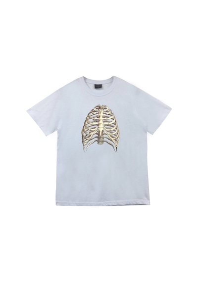 Stoned&Fame Unisex Beyaz Kurukafa Baskılı T-shirt Beyaz
