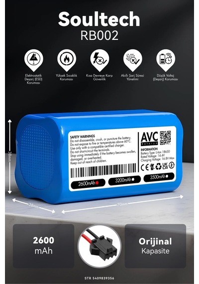 Soultech Rb002 2600mah Robot Süpürge Bataryası D.k