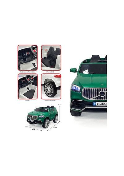 Akar Oyuncak Voyage 12 Volt Uzaktan Kumandalı Akülü Çocuk Arabası Yeşil