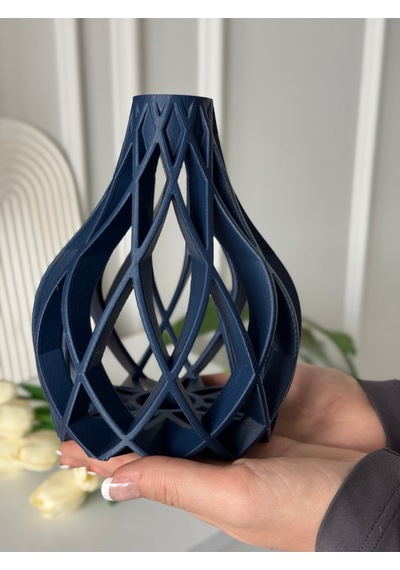 3d Dekoratif Modern Tasarımlı Şık Ve Zarif. Gösterişli Sahha Vazo. Masa Vazo. Salon Vazo Lacivert