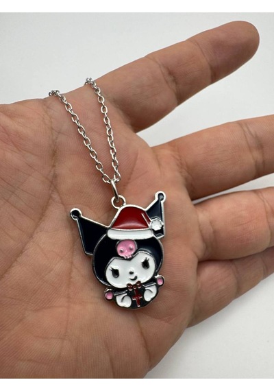 Kuromi Figürlü Siyah Kolye Gotik Tarzda 60 Cm Zincirli Sevimli Anime Takı Çok renkli