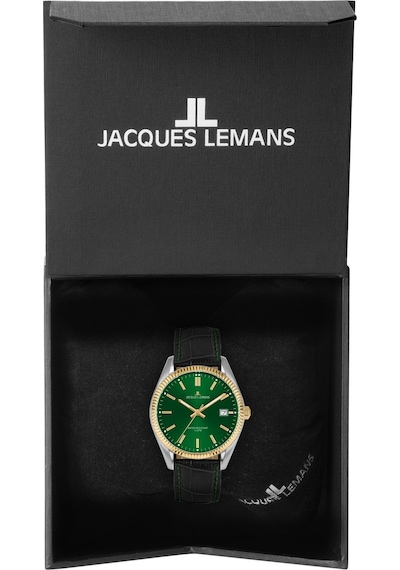 Jacques Lemans Jl.50-4w Quartz Deri Siyah Yeşil Kadran 10 Atm 34 Mm Kadın Kol Saati Gri