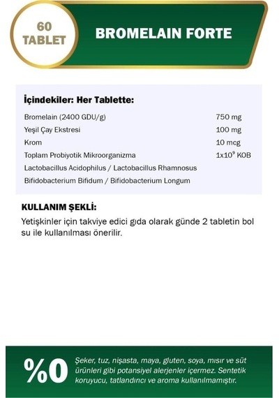 Nutraxin Bromelain Forte 750 Mg 60 Tablet