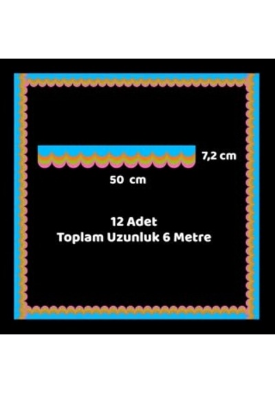 Okul Pano Kenar Süsü 05 Mavi Pastel Renkli Dalga 12'li 6 Metre Tüm Yaşlar