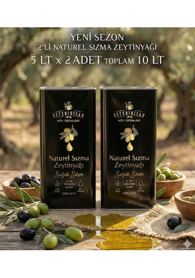 Naturel Sızma Zeytinyağı 10 Lt 2x5 Lt - Seferihisar Yeni Sezon Soğuk Sıkım