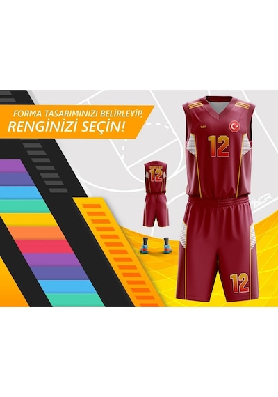 Acr Giyim Kişiye Özel Kadın Basketbol Forması : Petek Bordo