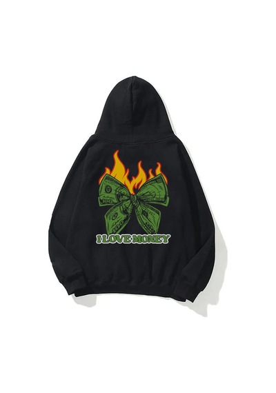 Startmore Unisex I Love Money Sweatshirt Hoodie Siyah Siyah