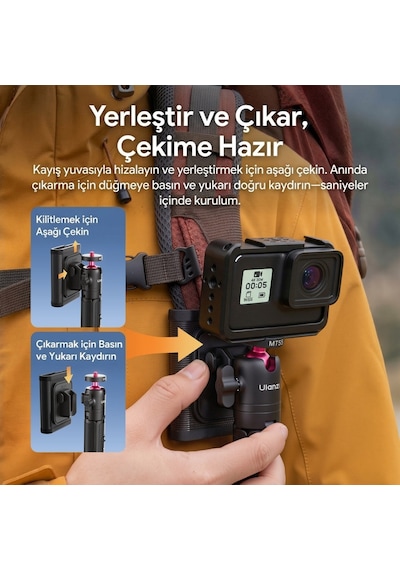 Ulanzi Mt55 Snapgo 4 İn 1 Mini Selfie Stick Tripod Telefon Ve Aksiyon Kamera Uyumlu - T165 Siyah