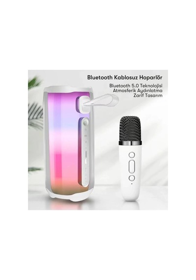 Newface - 341 - Pluse 5 Mikrofonlu Rgb Kablosuz Hoparlör - Zero-hls - - Beyaz