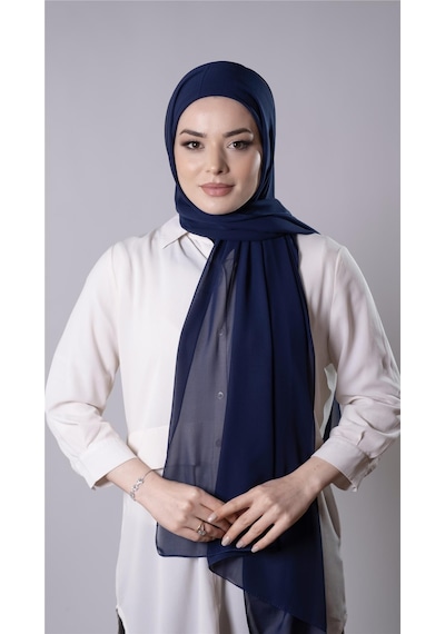 Hürrem Bone Lacivert Pratik Hazır Geçmeli Şal Şifon Kumaş Hijab Bone 3009 02