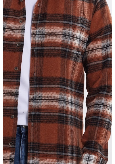 Tudors Erkek Slim Fit Dar Kesim Kareli Kışlık Oduncu Gömlek-42212 Kahverengi Tudors Erkek Slim Fit Dar Kesim Kareli Kışlık Oduncu Gömlek-42212 Kahverengi