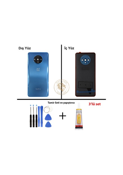 One Plus Vida Seti + Yapıs Tırıcı One Plus 7t Mavi Yapıs Tırıcı B-7000 Yapıştırıcı Vida Seti Arka Kapak Arka Cam Batarya Kapağı Lazer Kesim Kapak Pil Kapağı Back Cover Çok Renkli
