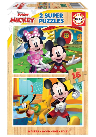 Educa 2x16 Parça Mickey Mouse Ahşap Puzzle 1