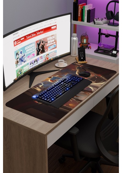 Ningguang Genshin Impact Anime Oyuncu V4 - 90x40 Xxl Gaming Mouse Pad Fare Altlığı