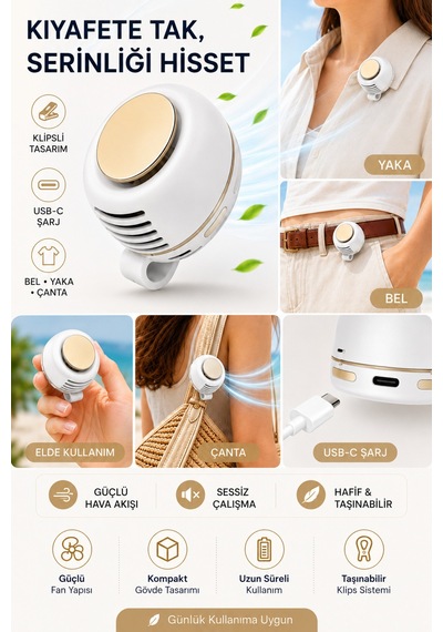 Fan Taşınabilir Mini Fan Usb Şarjlı Klipsli Yaka Fanı Portatif Sessiz El Vantilatörü Bel Çanta Gömlek Askılı Kullanım Serinletici Bej - 892159781 Fan Taşınabilir Mini Fan Usb Şarjlı Klipsli Yaka Fanı Portatif Sessiz El Vantilatörü Bel Çanta Gömlek Askılı Kullanım Serinletici Bej - 892159781