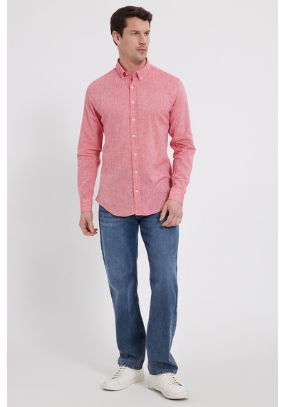 Tudors Erkek Slim Fit Dar Kesim Uzun Kollu Keten Premium Seri Düğmeli Yaka Spor Nar Rengi Gömlek-42641 Nar Tudors Erkek Slim Fit Dar Kesim Uzun Kollu Keten Premium Seri Düğmeli Yaka Spor Nar Rengi Gömlek-42641 Nar