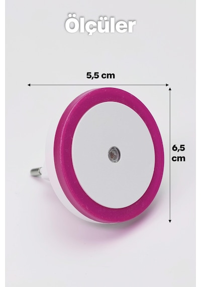 Yuvarlak Otomatik Gece Lambası Işığa Duyarlı Karanlık Ldr Sensörlü Koridor Pembe Gc01 Pembe