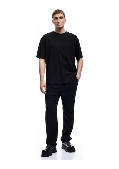 Koton Kısa Kollu Bisiklet Yaka Pamuklu Basic Oversize Tişört Siyah 6wam10087hk Siyah