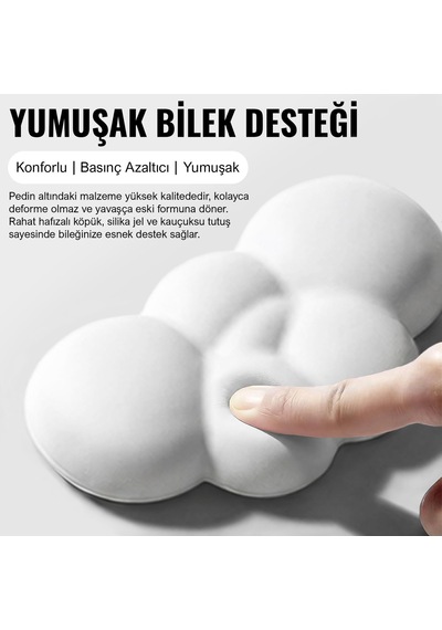 Klasse Cloud Mouse Bilek Desteği, Bulut Ergopad, Kaymaz Tabanlı, Nefes Alan Kumaş, Ağrı Önleyic