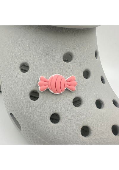 Crocs Terlik Süsü Ve Aksesuarı , Çanta Süsü Jibbitz 3d Kabartma Şeker 05 Görsel Figür Aksesuar Pembe-beyaz
