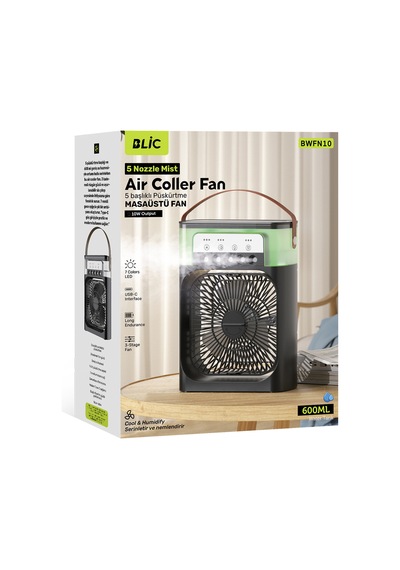Blic Bwfn10 5 Başlıklı Buharlı Klima Fanı 600ml Su Hazneli Siyah Usb-c Şarjlı Masaüstü Air Cooler Blic Bwfn10 5 Başlıklı Buharlı Klima Fanı 600ml Su Hazneli Siyah Usb-c Şarjlı Masaüstü Air Cooler