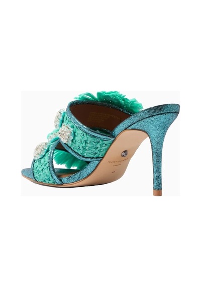 Kurt Geiger Raffia Buckle Lüks Tasarım Topuklu Sandalet Mavi