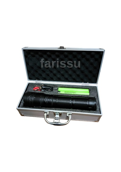150w Süper Parlak El Feneri 3000m Menzil, 30.400mah, Şarj Edilebilir, Su Geçirmez Alüminyum Gövde Siyah