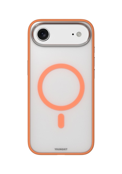 Apple Uyumlu iPhone 17 Air  Kılıf M-safe Şarj Özellikli Youngkit Clear Serisi Kapak Turuncu Turuncu
