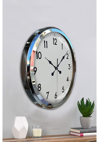 Sade Ve Şık Krom 52 Cm Metal Dekoratif Duvar Saati 11