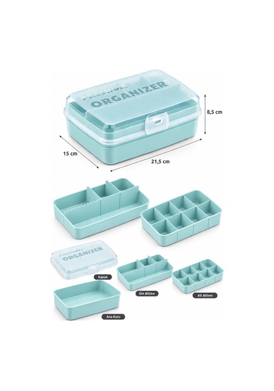 Porsima 1192-1 Premium 12 Bölmeli Çok Amaçlı Organizer Saklama Ka Yeşil