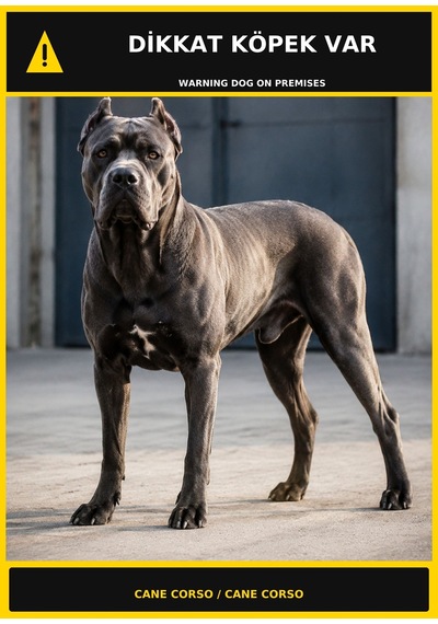 Dikkat Köpek Var Cane Corso Görselli Pvc Uyarı Levhası 21x30cm