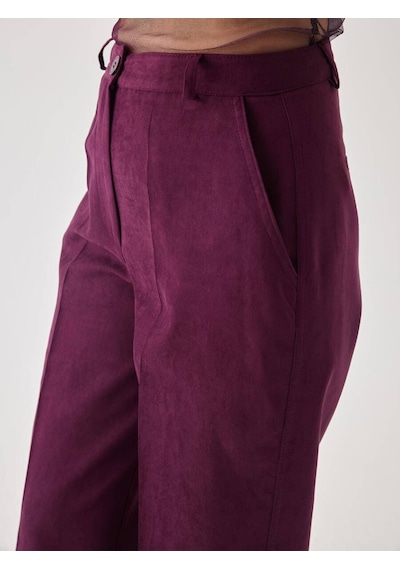 Süet Bordo Bol Paça Pantolon 001