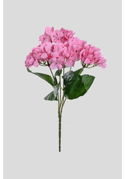 Pembe Yapay Ortanca Çiçeği 5 Dallı Premium Canlı Islak Dokulu 42 Cm