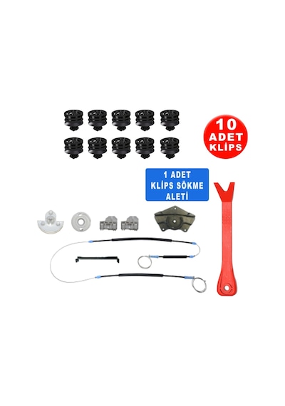 Vw Passat B5 1998-2005 Makara Yatakli Sol Ön Cam Kriko Tamir Set 139866387