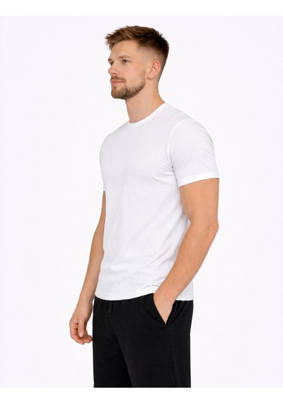 Axxel Erkek Beyaz Pamuk Likralı Süprem Kısa Kollu-t-shirt-d230