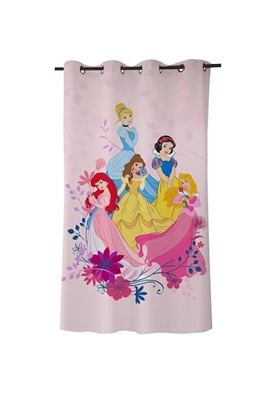 Taç Lisanslı Disney Princesses Düz Pamuk Saten Hazır Perde, Çok Renkli, Tekli Diğer