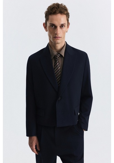 Antioch Crop Fit Blazer Ceket Lacivert