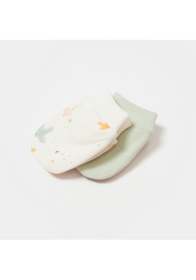 Biorganic Tiny Birds 2'li Bebek Eldiveni 72217 Ekru - Yeşil