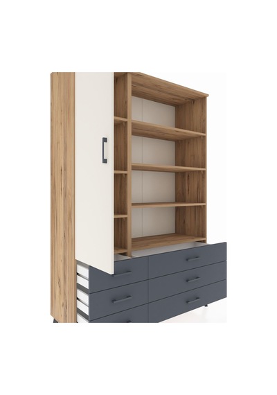 Hyperion Dolap 8 Raflı 6 Çekmeceli Tek Kapaklı 132x44x195 Çam-aytaşı/antrasit Aytası/antrasıt Hyperion Dolap 8 Raflı 6 Çekmeceli Tek Kapaklı 132x44x195 Çam-aytaşı/antrasit Aytası/antrasıt