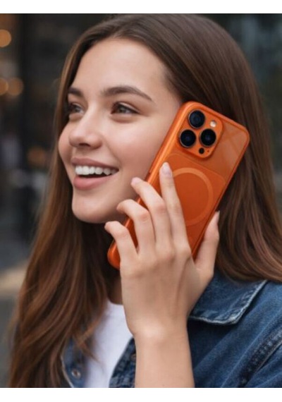 Ag Glass Apple Uyumlu iPhone 17 Pro Max Telefon Kılıfı Turuncu
