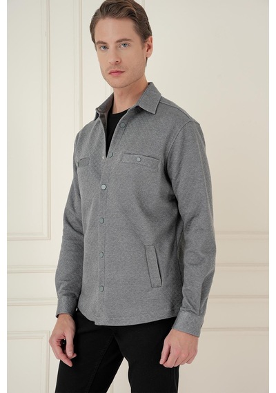 Efor G 1581 Slim Fit Gri Klasik Gömlek Gri