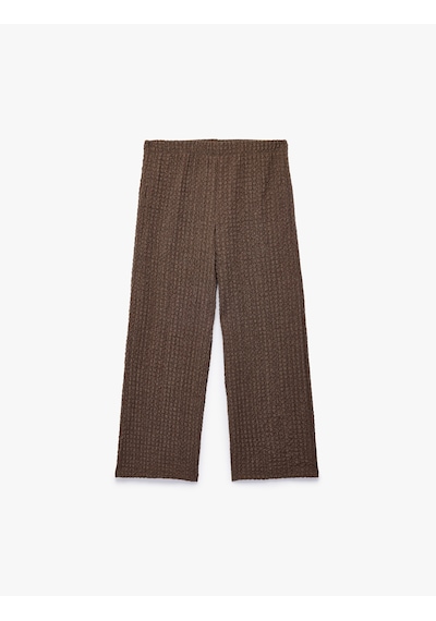 Koton Bürümcük Kumaş Geniş Paça Pantolon Kahverengi 7wkg40078ak Kahve